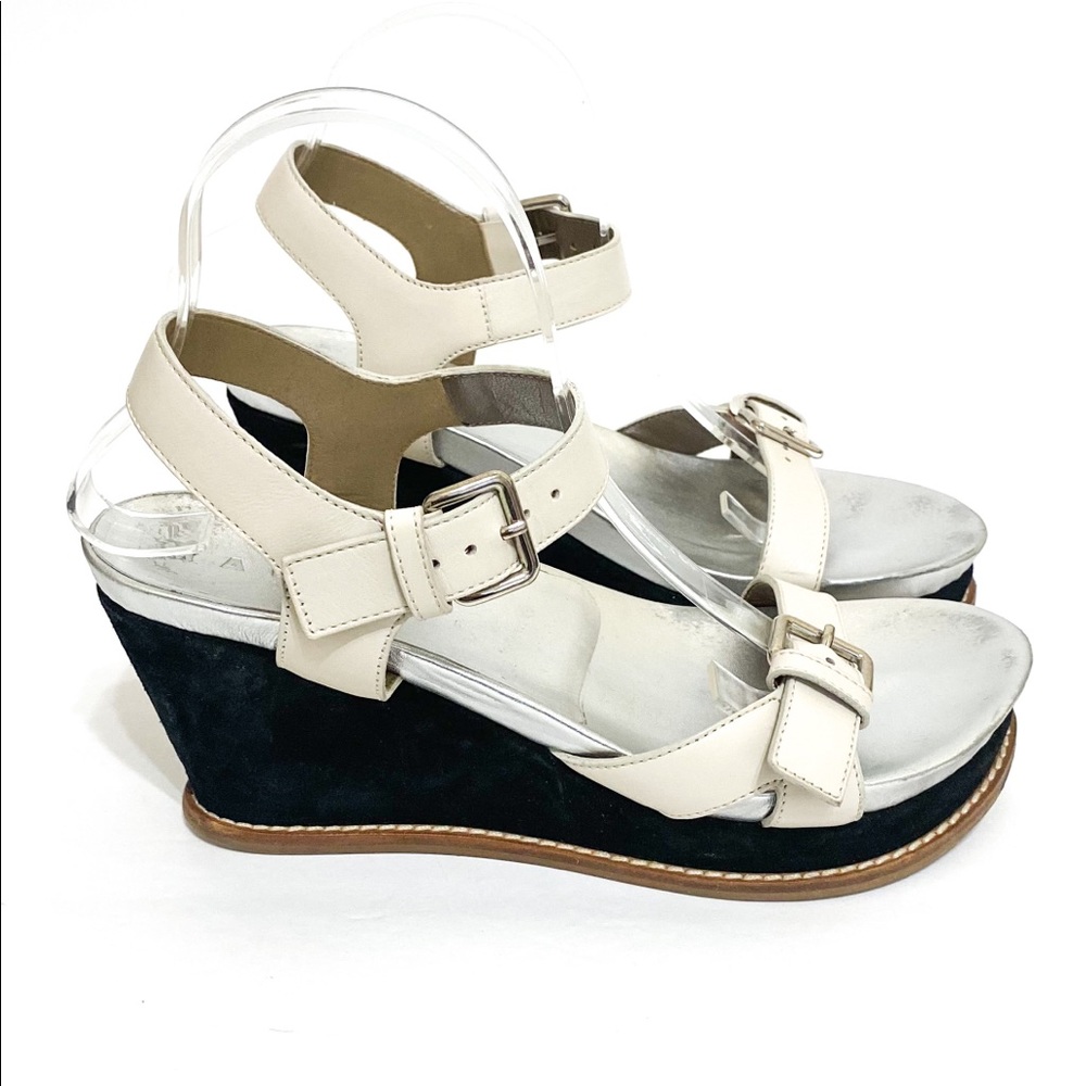 Marni Made In Italy Leather Platform Wedge Chunky Heel Open Toe Sandals Sz 39